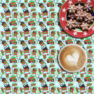 Black Cats Christmas Presents Pattern Tablecloth
