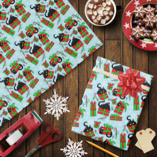 Black Cats Christmas Presents Pattern Wrapping Paper