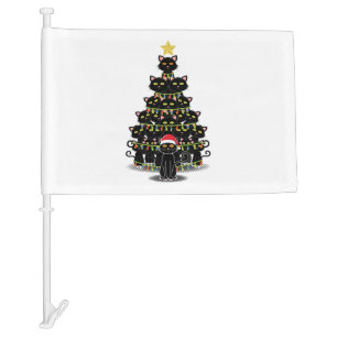 Black cats Christmas tree Cat Christmas Car Flag