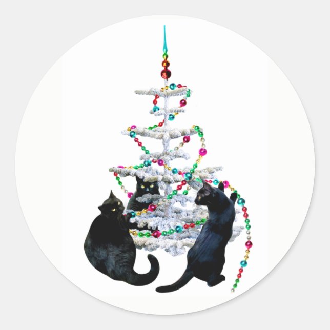 Black Cats Christmas Tree Stickers (Front)