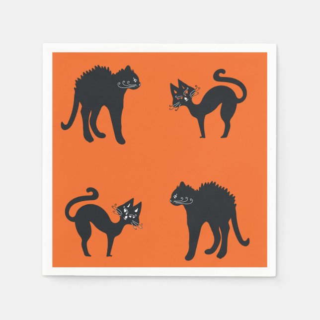 Black Cats Cocktail Paper Napkins  Halloween (Front)