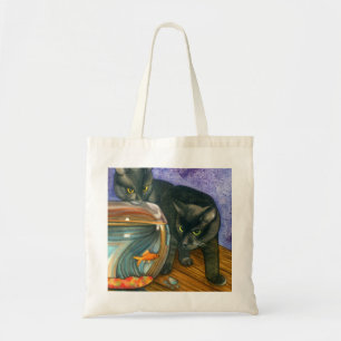 Black Cats Colorful Feline Watercolor Tote Bag