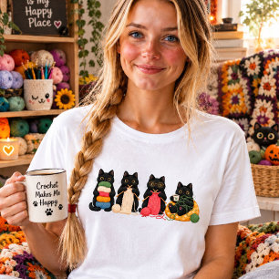 Black Cats crocheters Shirt, Cat Lover Knitter Tri-Blend Shirt