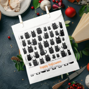 Black Cats Custom Name Happy Halloween Favor Bag