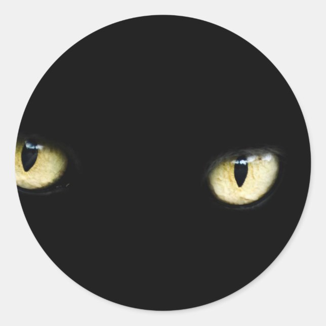 Black Cat's Eyes Classic Round Sticker (Front)