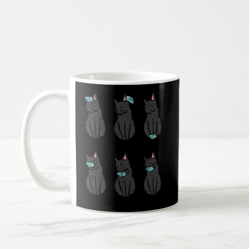 Black Cats Face Mask Funny Social Distancing Quara Coffee Mug