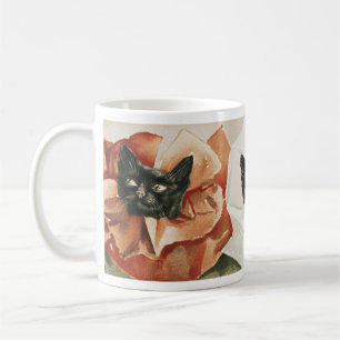 Black Cats Floral Collar Coffee Mug