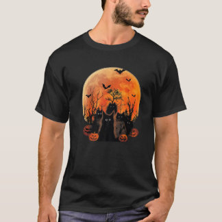 Black Cats Full Moon Funny Animal Pet Lover Hallow T-Shirt