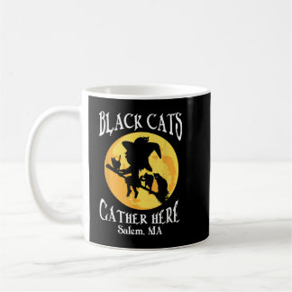 Black Cats Gather Here Salem, MA Halloween Witch Coffee Mug