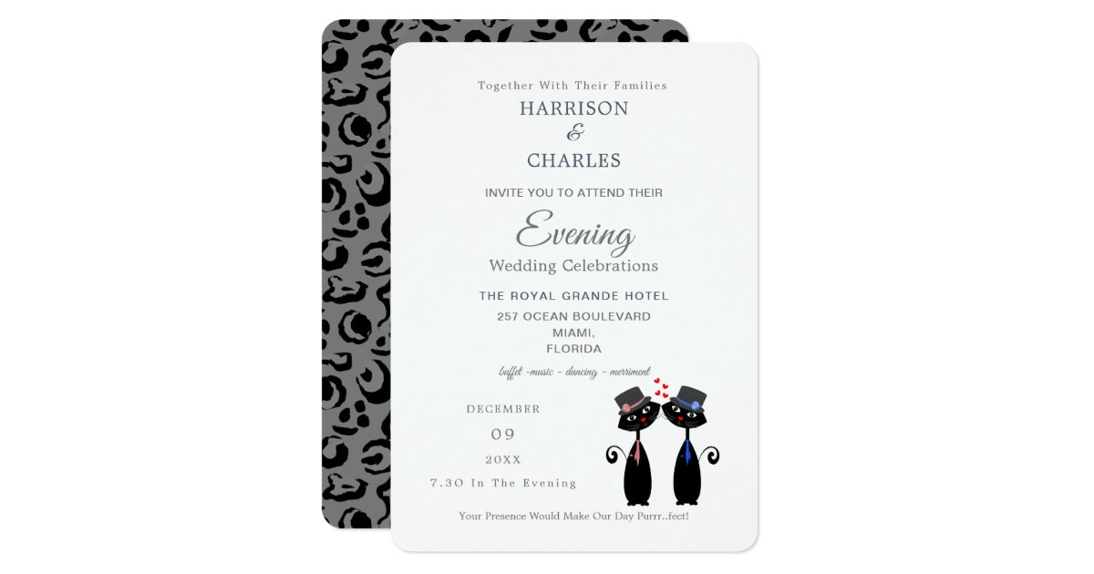 Black Cats Gay Marriage Purrr Fect Evening Invitation Zazzle Com