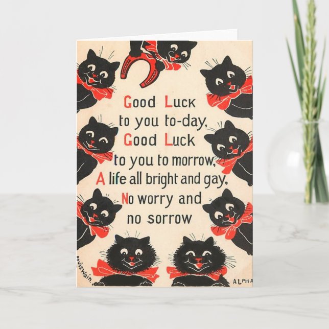 Black Cats Good Luck Greeting Card (Front)