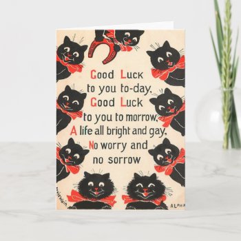 Black Cats Good Luck Greeting Card by Everything_Ephemera at Zazzle
