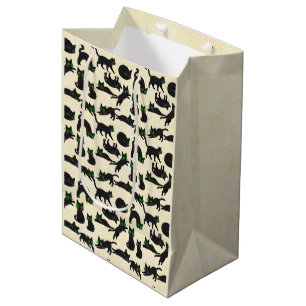 Black Cats Green Eyes Cute Kittens Warm Cream Medium Gift Bag