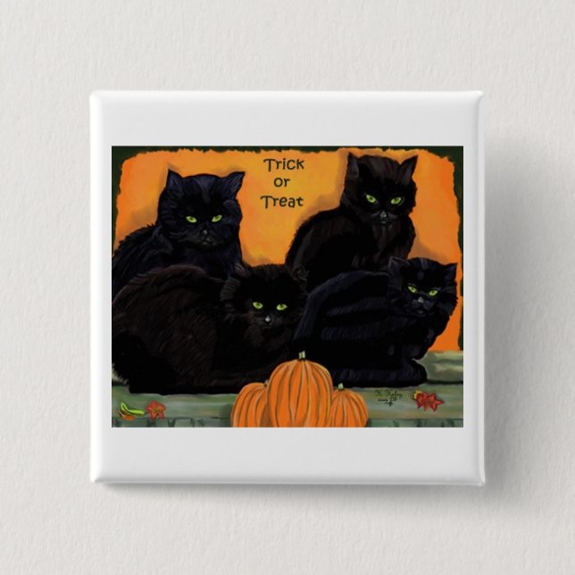 Black Cats Halloween button (Front)