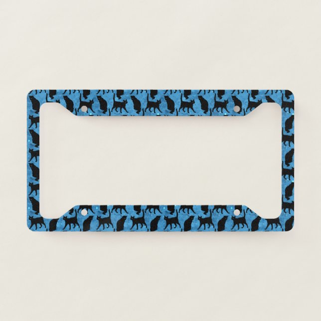 Black Cats Happy Halloween Kitten Lover Space License Plate Frame (Front)