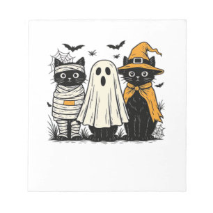 Black Cats in Halloween Costumes � Ghost, Witch, a Notepad