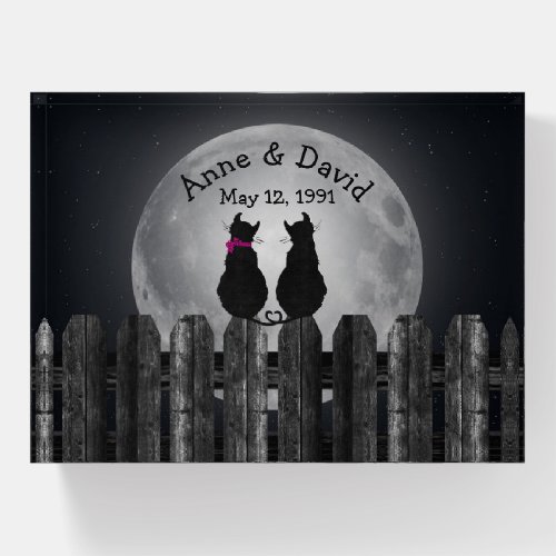 Black Cats in Moonlight Anniversary Paperweight