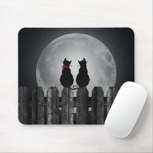 Black Cats in Moonlight Mouse Pad