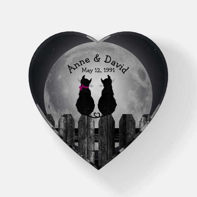 Black Cats in Moonlight Paperweight (Front)