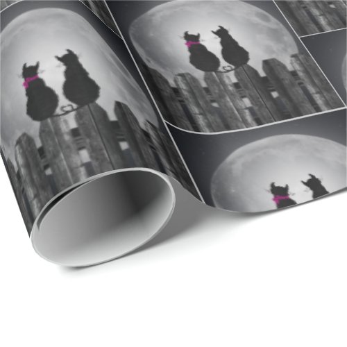 Black Cats in Moonlight  Wrapping Paper