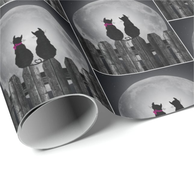 Black Cats in Moonlight  Wrapping Paper (Roll Corner)