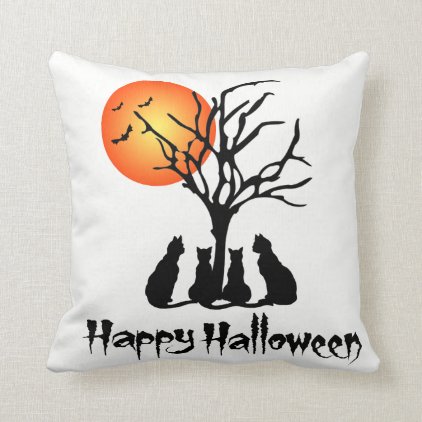 Black Cats In The Moonlight Throw Pillow