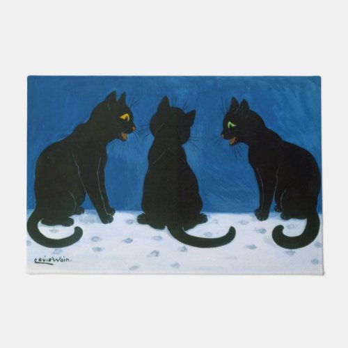 Black Cats in the Snow Louis Wain Doormat