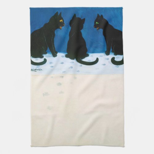 Black Cats in the Snow Louis Wain Kitchen Towel