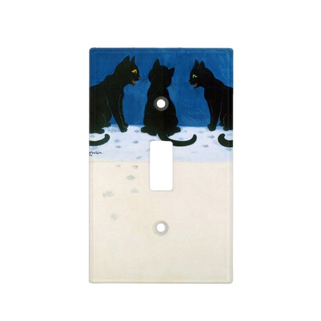 Black Cats in the Snow, Louis Wain Light Switch Cover (Front)
