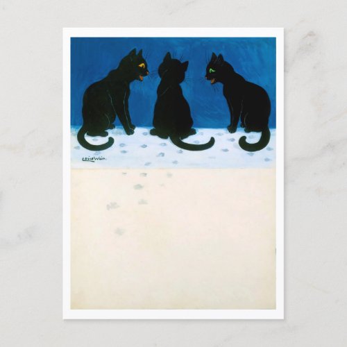 Black Cats in the Snow Louis Wain Postcard