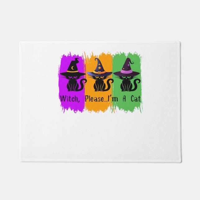 Black Cats In Witch Hats Essential T-Shirt Doormat (Front)