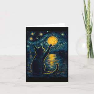 Black Cats Lover Starry Night Vincent Van Gogh Card