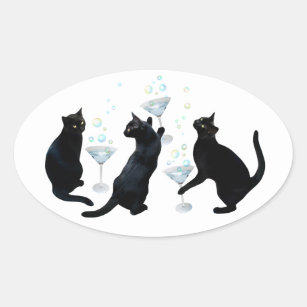 Black Cats Martinis Stickers