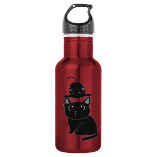 black cats-mother and kid stainless steel water bottle