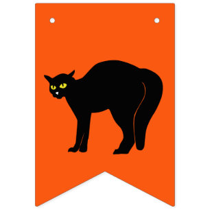 Black Cats on Multicolored Background Bunting Flags