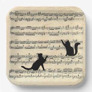 Black Cats on Sheet Music Paper Plates