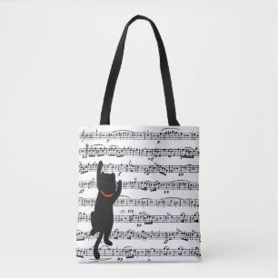 Black Cats On Sheet Music Tote Bag