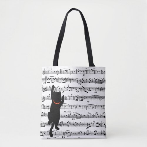 Black Cats On Sheet Music  Tote Bag