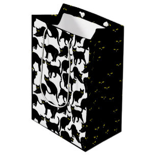 Black Cats on White Background Medium Gift Bag