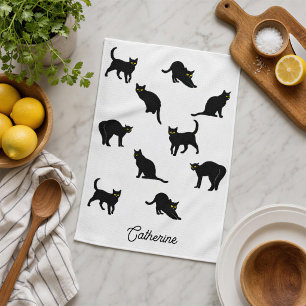 Black Cats on White Kitchen Towel