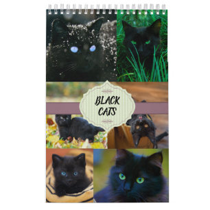 Black Cats One Page Calendar
