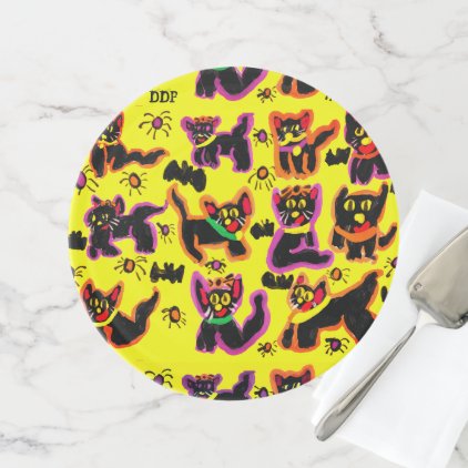 black cats party cake stand