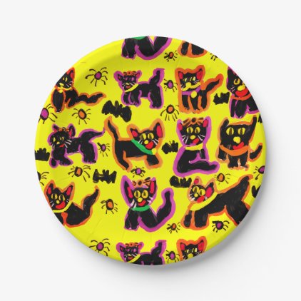 black cats party paper plate