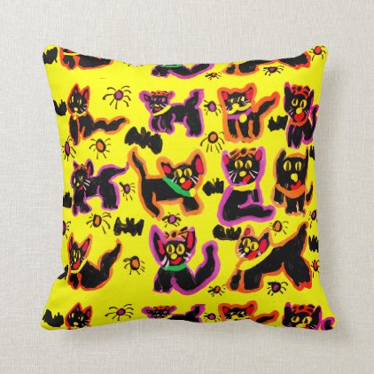 black cats party throw pillow