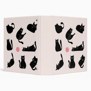 Black Cats Pattern 3 Ring Binder