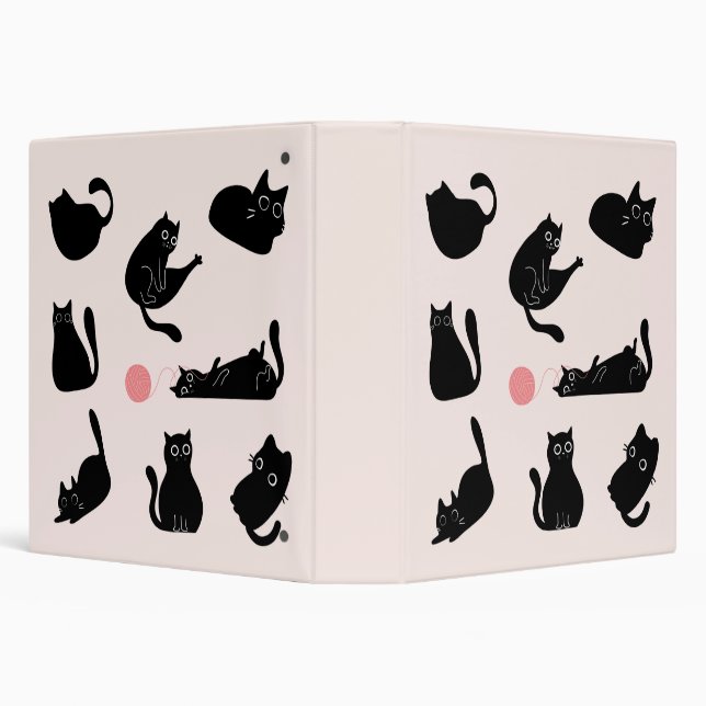 Black Cats Pattern 3 Ring Binder (Background)