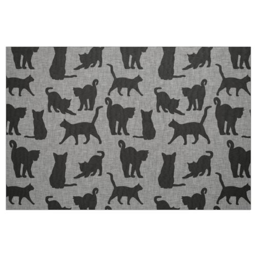 Black Cats Pattern Black and Gray Fabric