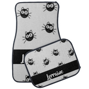 Black cats pattern car floor mat