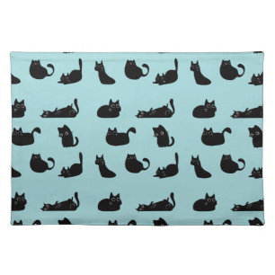 Black Cats Pattern Cloth Placemat