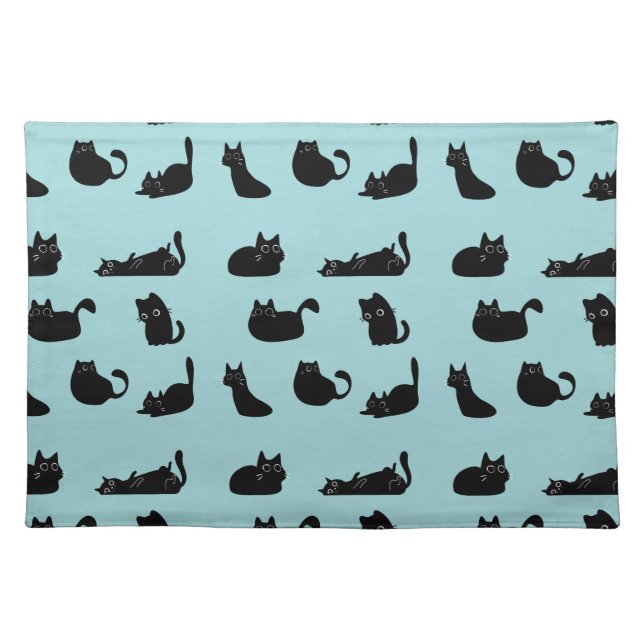 Black Cats Pattern Cloth Placemat (Front)